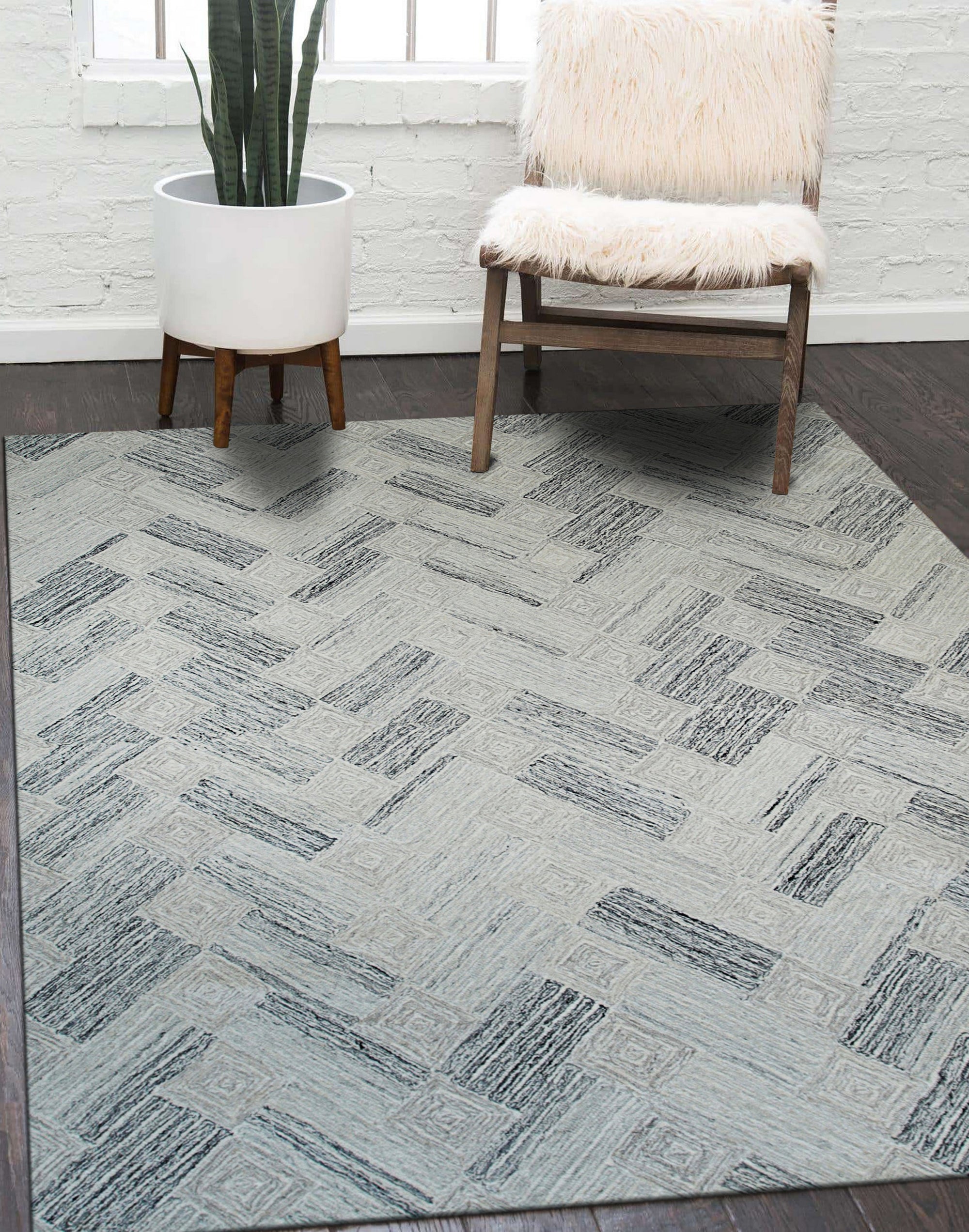 Geometric Prism Hand-Tufted Wool Rug