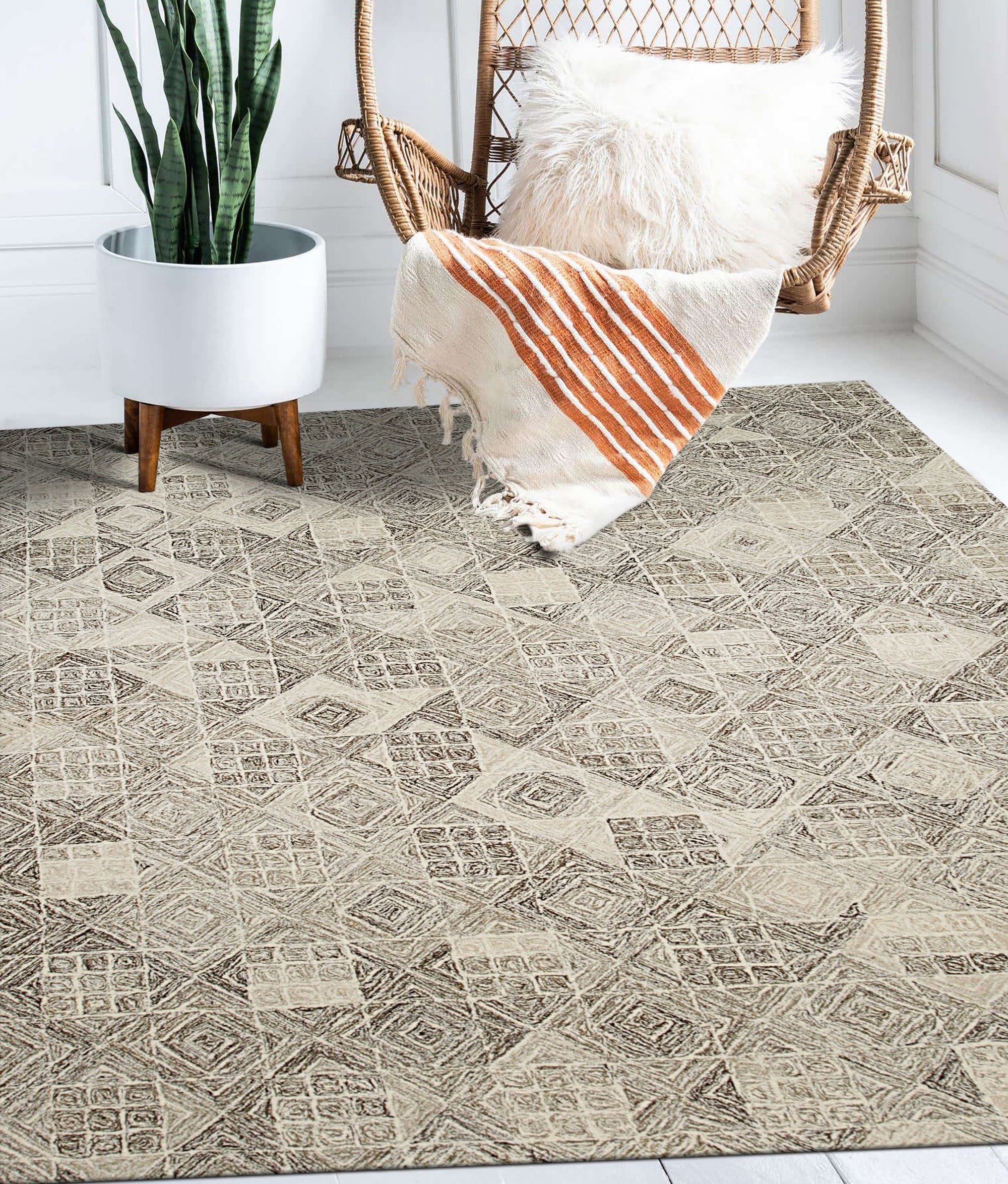 Geometric Grace Hand-Tufted Wool Rug