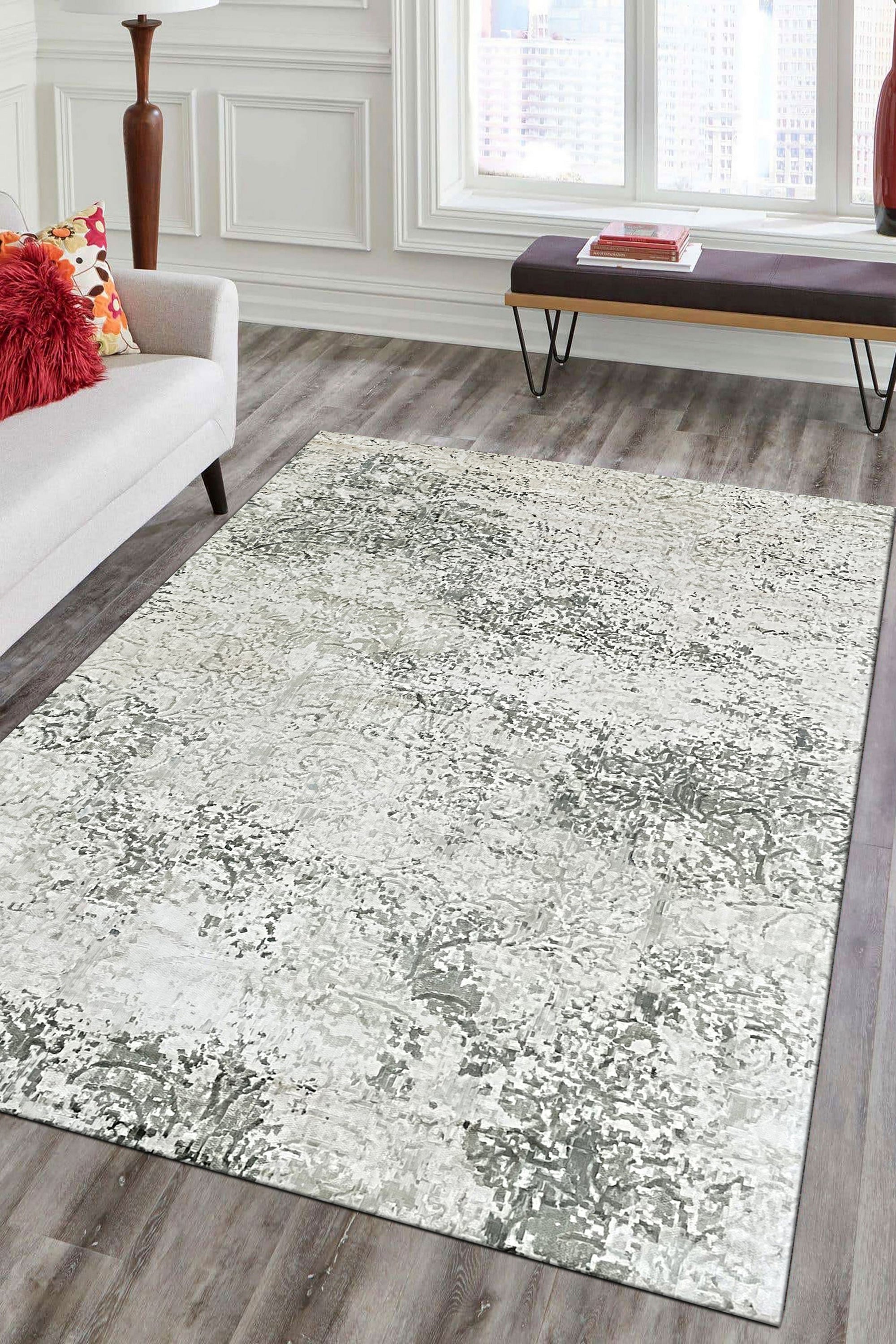 Ivory Forest Hand-Knotted Wool Rug