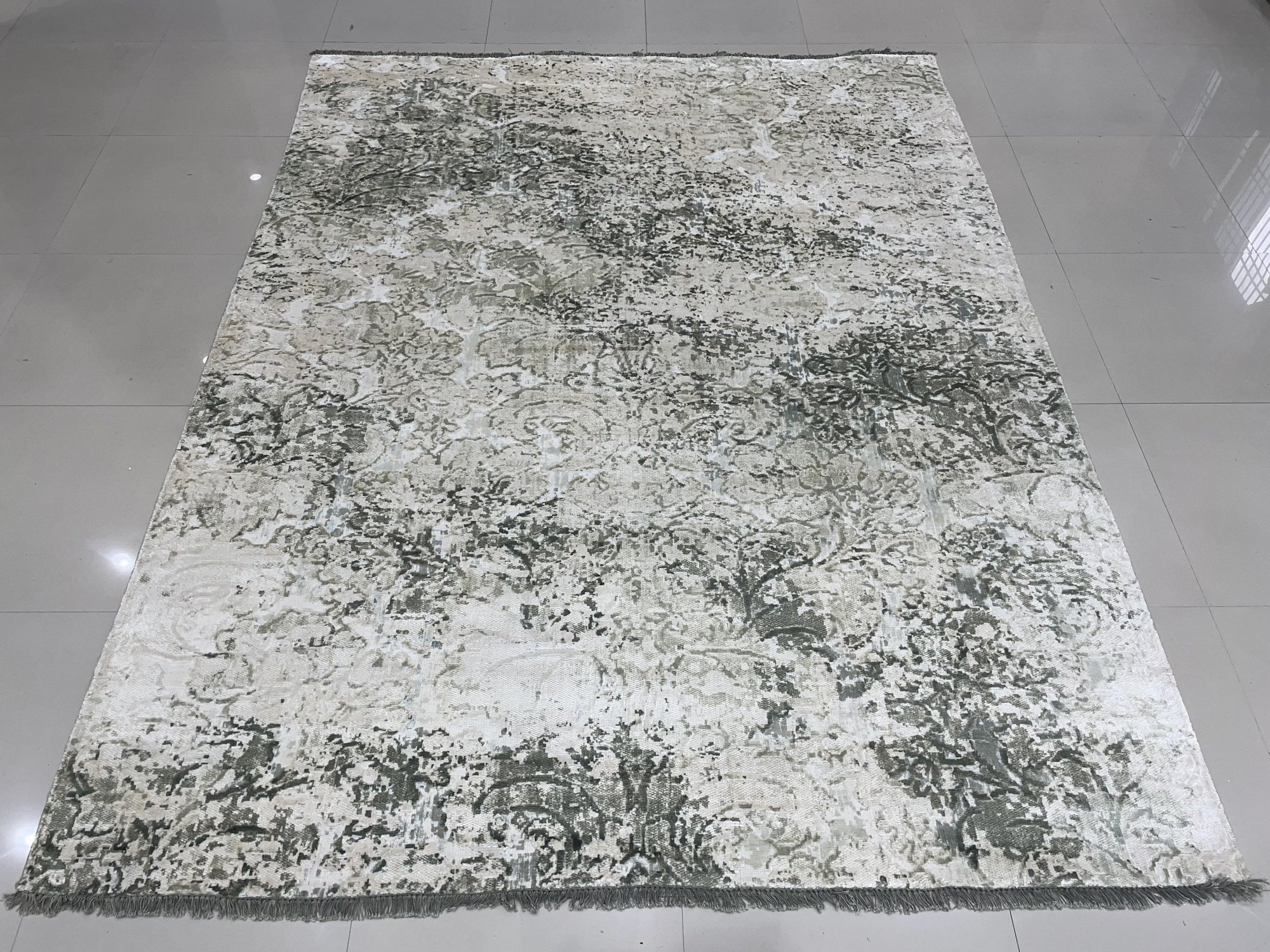 Ivory Forest Hand-Knotted Wool Rug