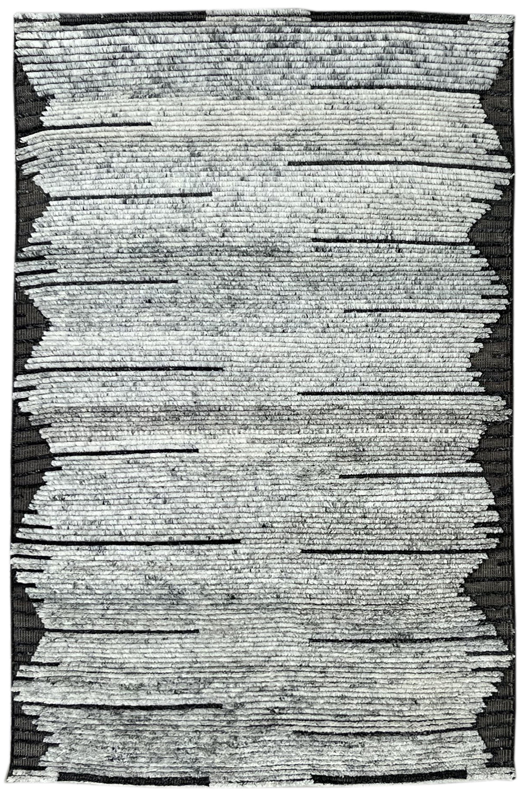 Isolated view of Amara Majestic Gray Hand Knotted Wool Rug, showcasing its design.