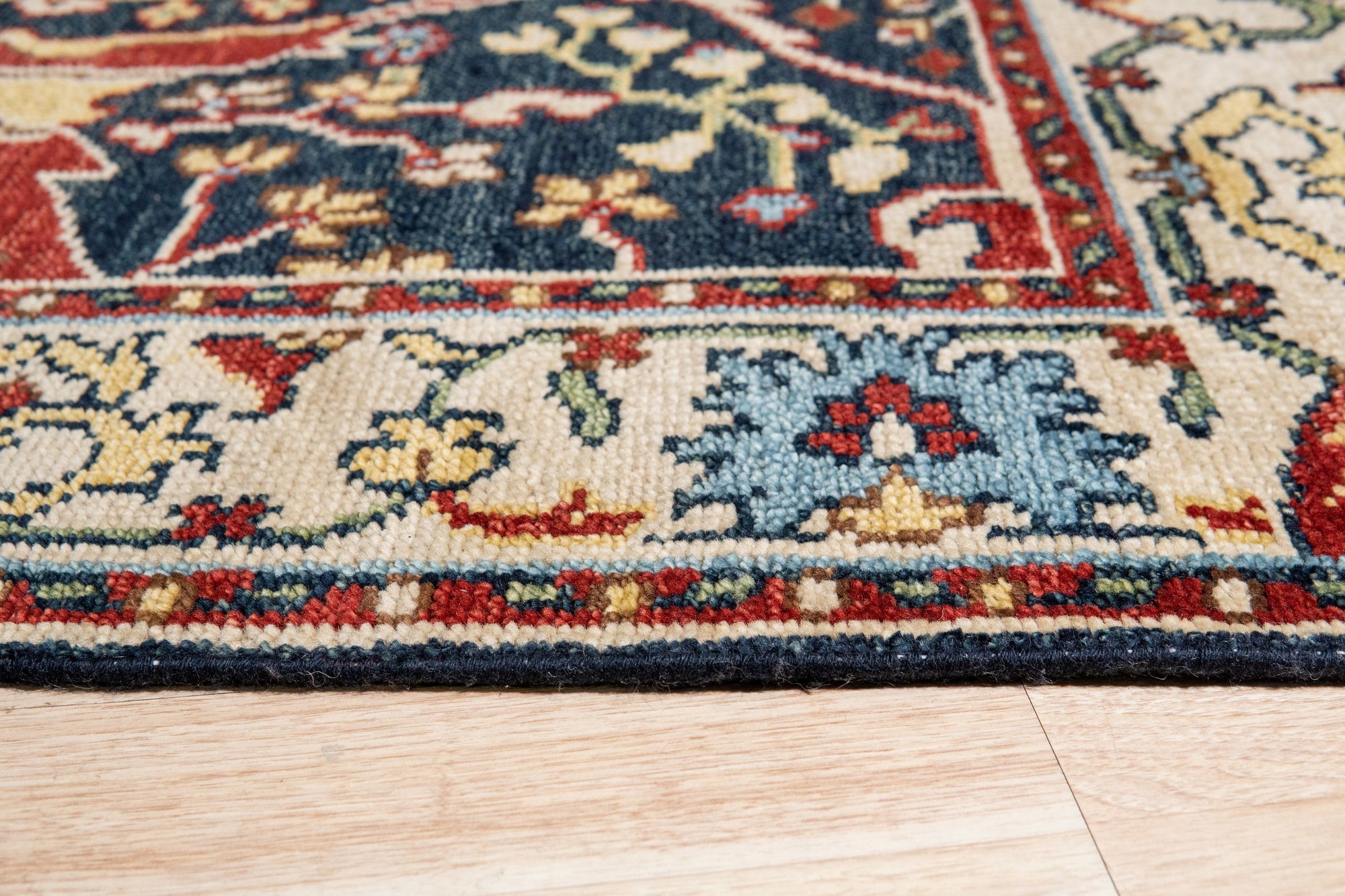 Elegant Navy Traditional Handmade Wool Masterpiece Rug