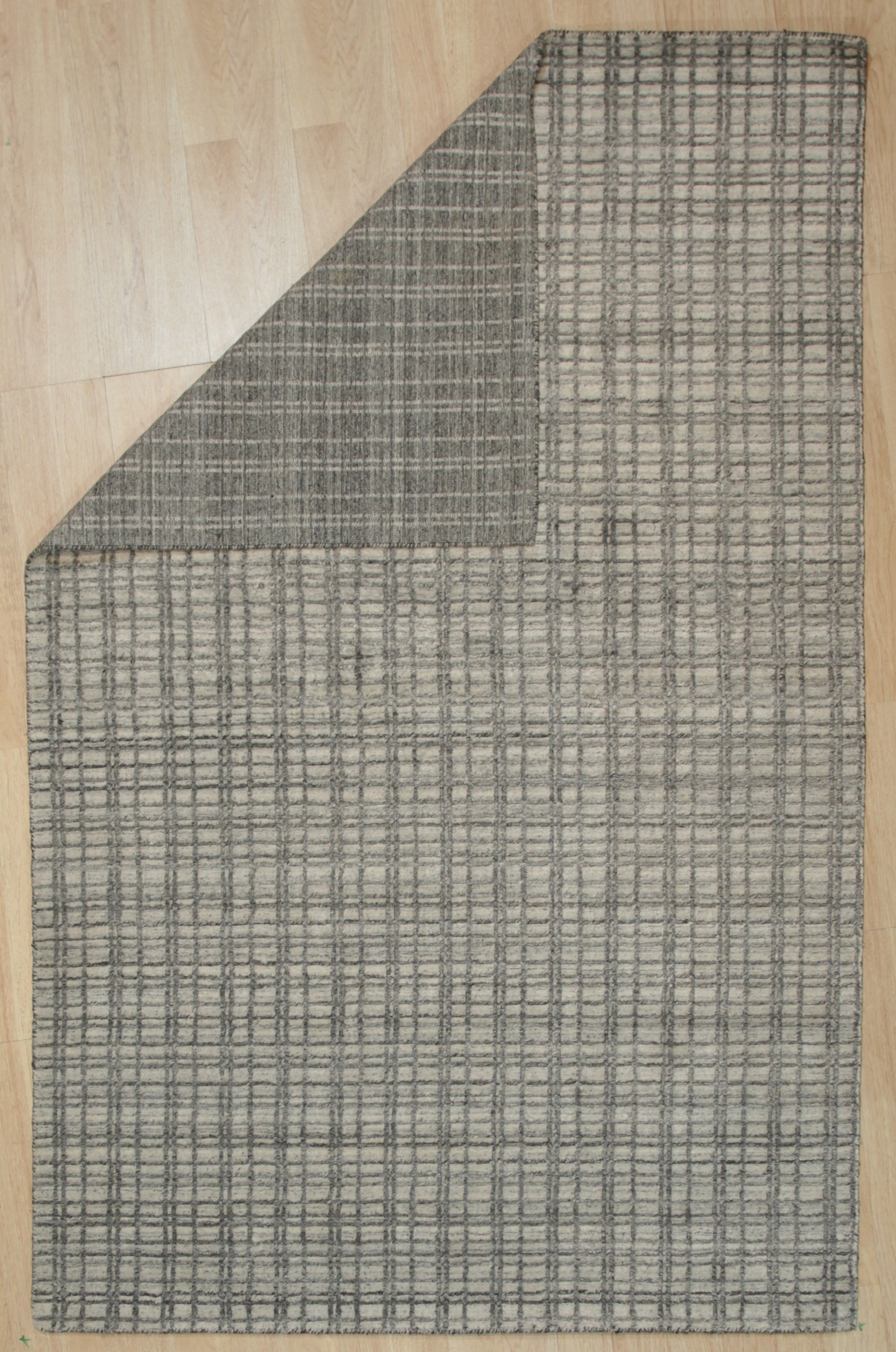 Beige Harmony Loom Check Rug