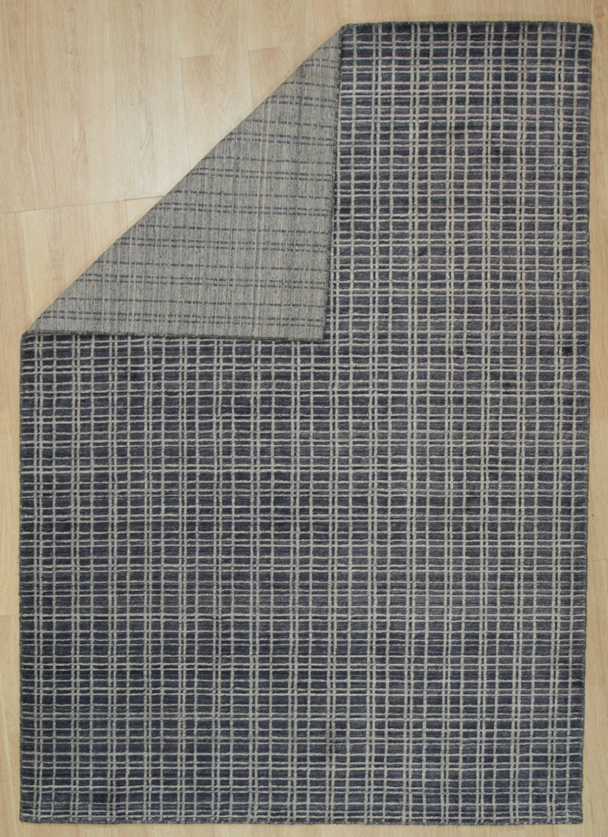 Blue Harmony Loom Check Rug