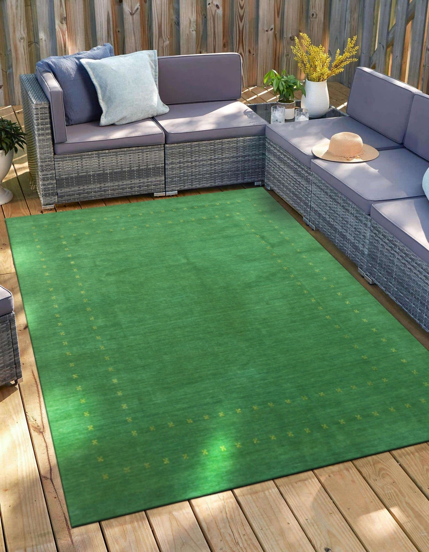 Green Stylish Handmade Transitional Solid Lori Baft Rug