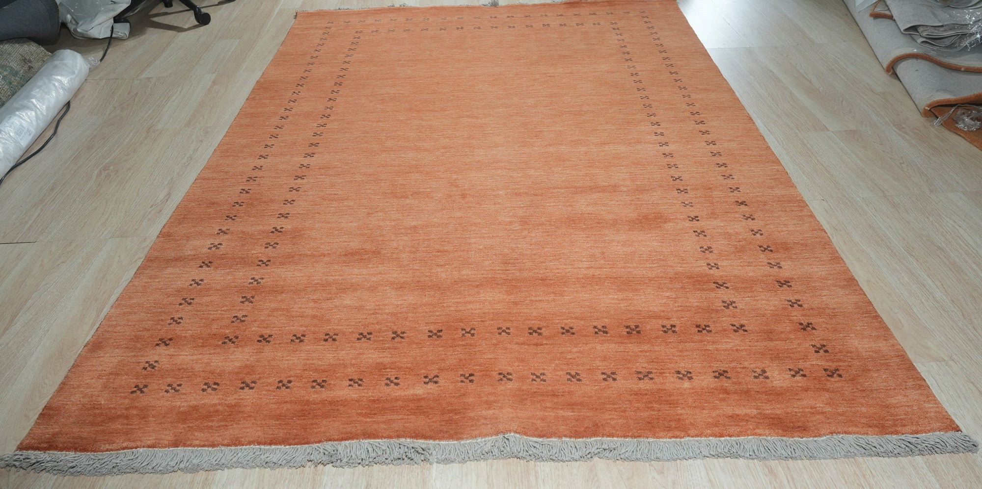 Jasmine Alluring Orange Handmade Wool Rug