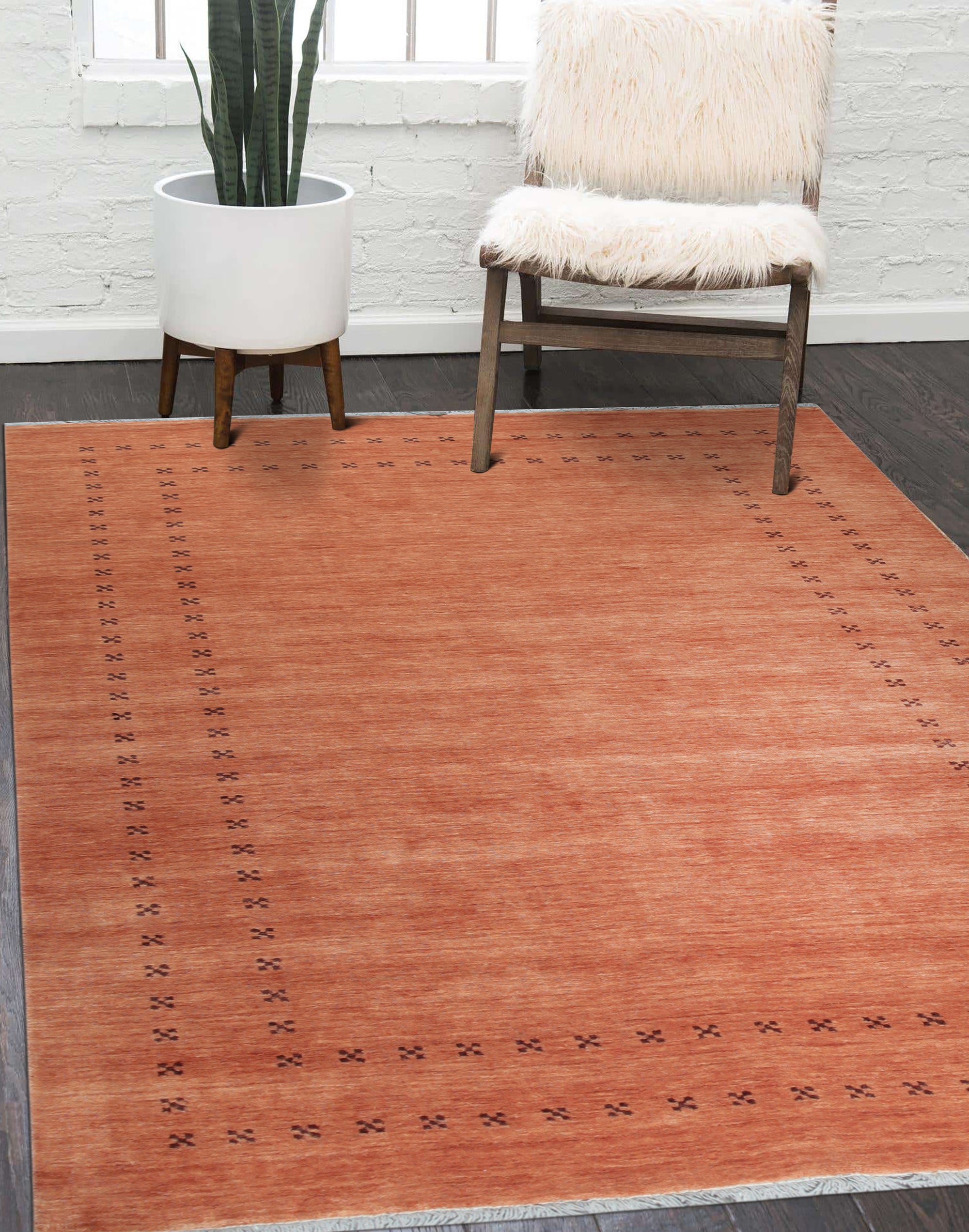 Jasmine Alluring Orange Handmade Wool Rug