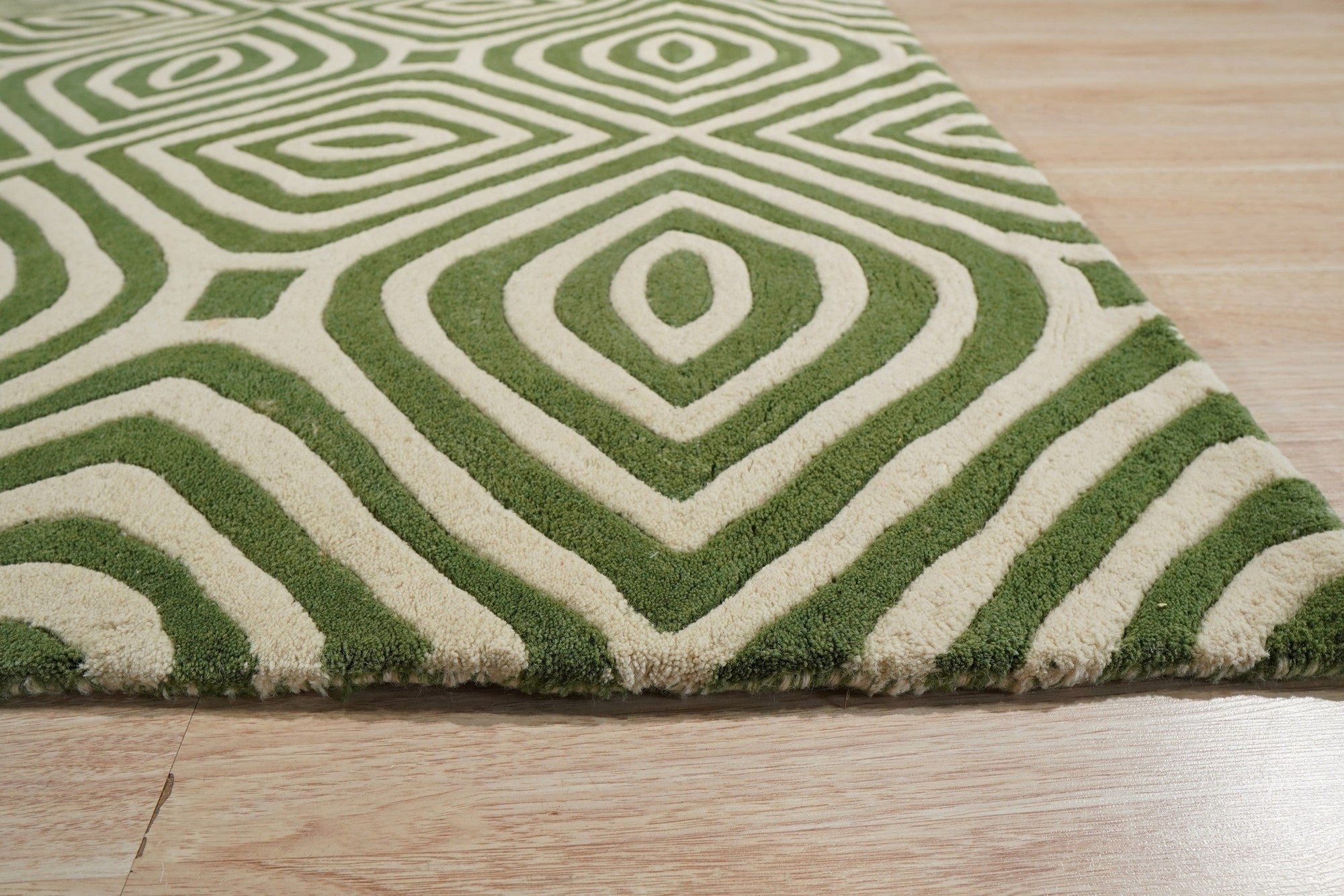 Green Stylish Hand-Tufted Wool Transitional Geometric Marla Rug