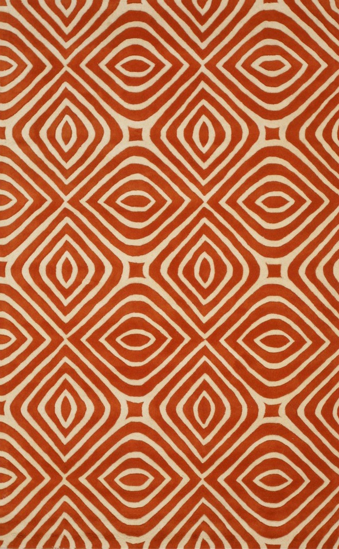 Orange Stylish Hand-Tufted Wool Transitional Geometric Marla Rug