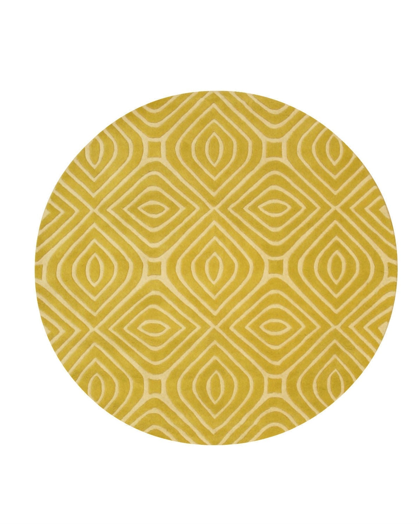 Ruby Trara Yellow Hand Tufted Wool Rug, vibrant yellow accents pop from a textured wool field, a handcrafted piece bringing warmth and design to a bright, modern living space.