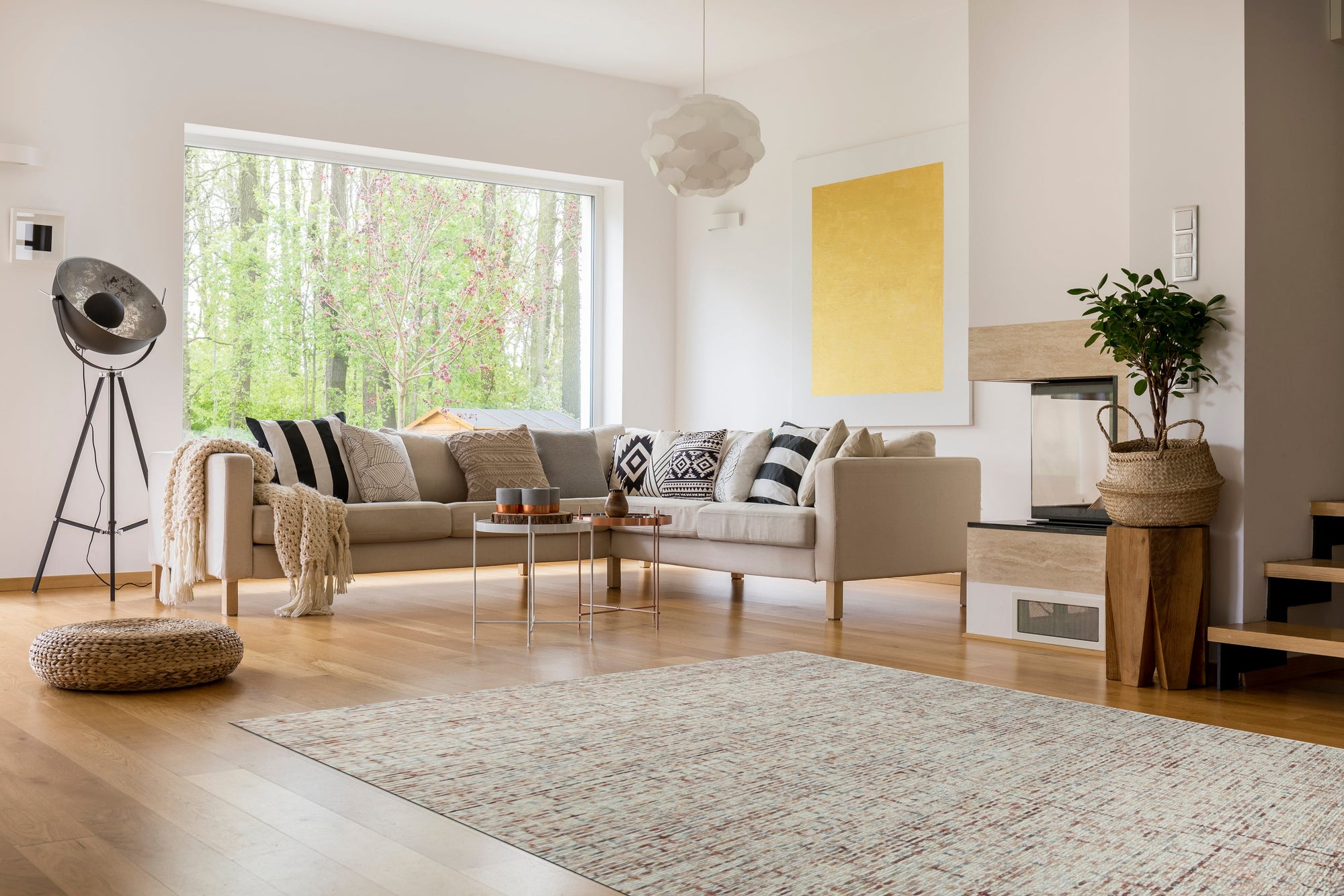 Laine Inviting Brown Hand Tufted Wool Rug, warm brown tones and soft hand-tufted wool create inviting texture and depth across the rug&#39;s surface, seen in a detailed close-up showcasing its craftsmanship.