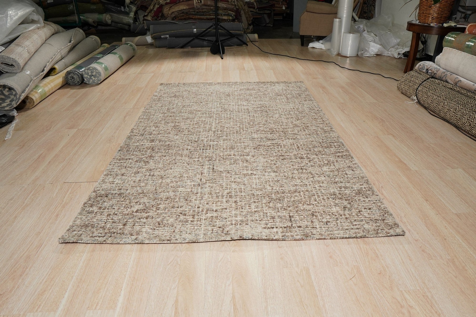 Dark Brown Textured Dot Contemporary Area Rug