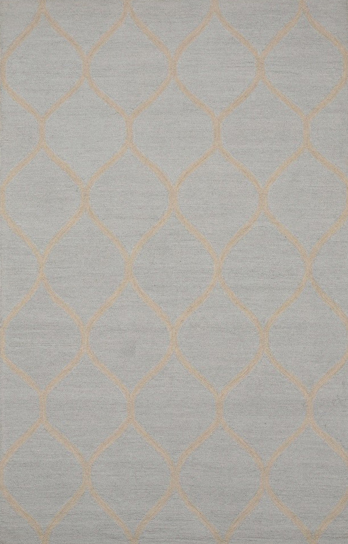 Light Blue Artisan Lattice Hand-Tufted Wool Rug