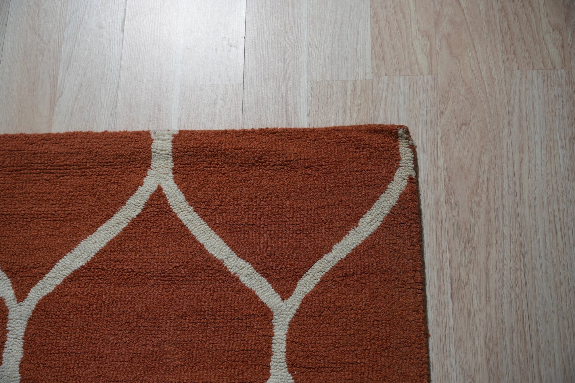 Orange Artisan Lattice Hand-Tufted Wool Rug