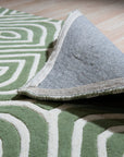Hand-tufted Wool Green Transitional Modern Modern Stripes Rug