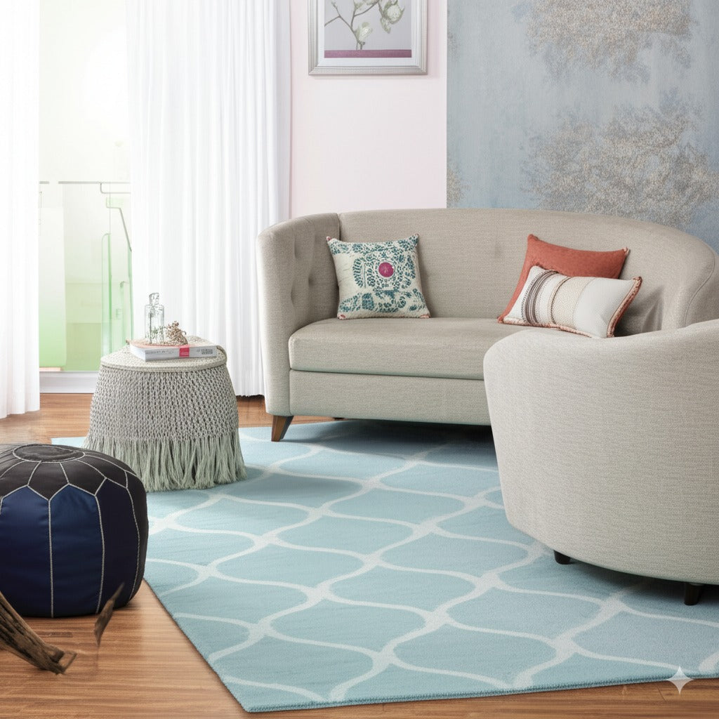 Handcrafted Laine Light Green Hand Tufted Wool Rug