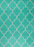 Isolated view of Giselle Moroccan Teal Green Hand Tufted Wool Rug, showcasing its intricate geometric pattern.