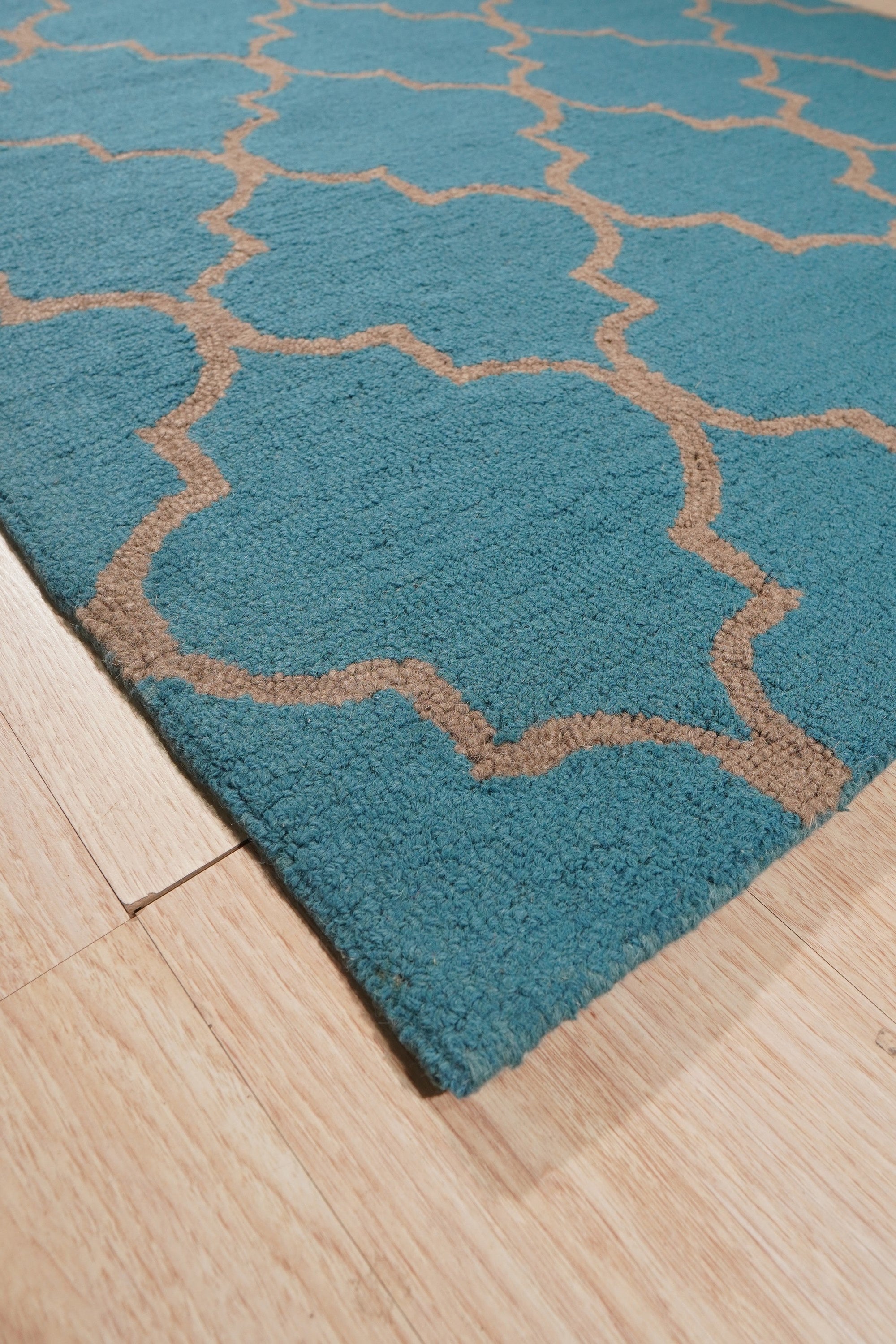 Royal Blue Moroccan Trellis Harmony Hand-Tufted Wool Rug