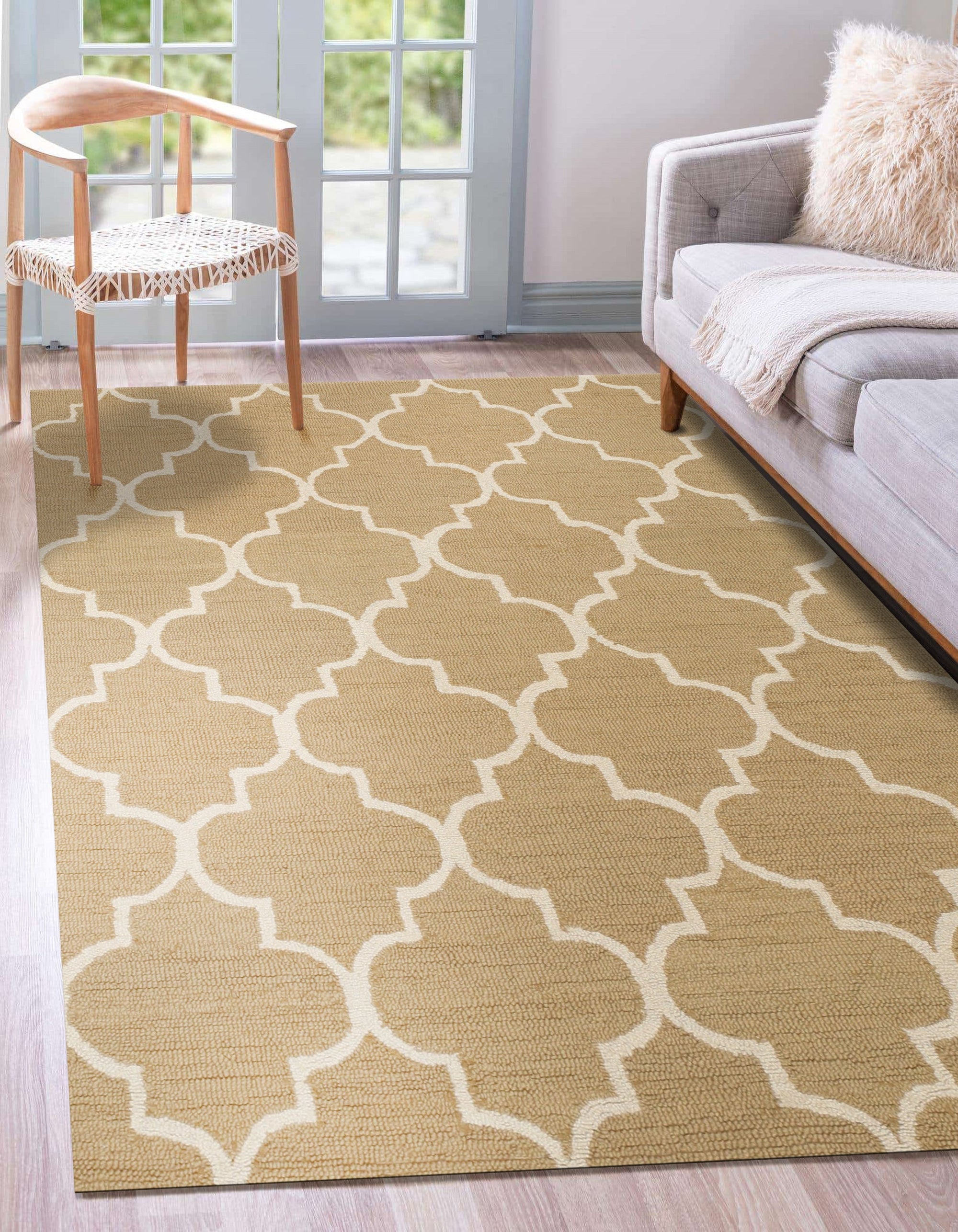 Gold Moroccan Trellis Harmony Hand-Tufted Wool Rug