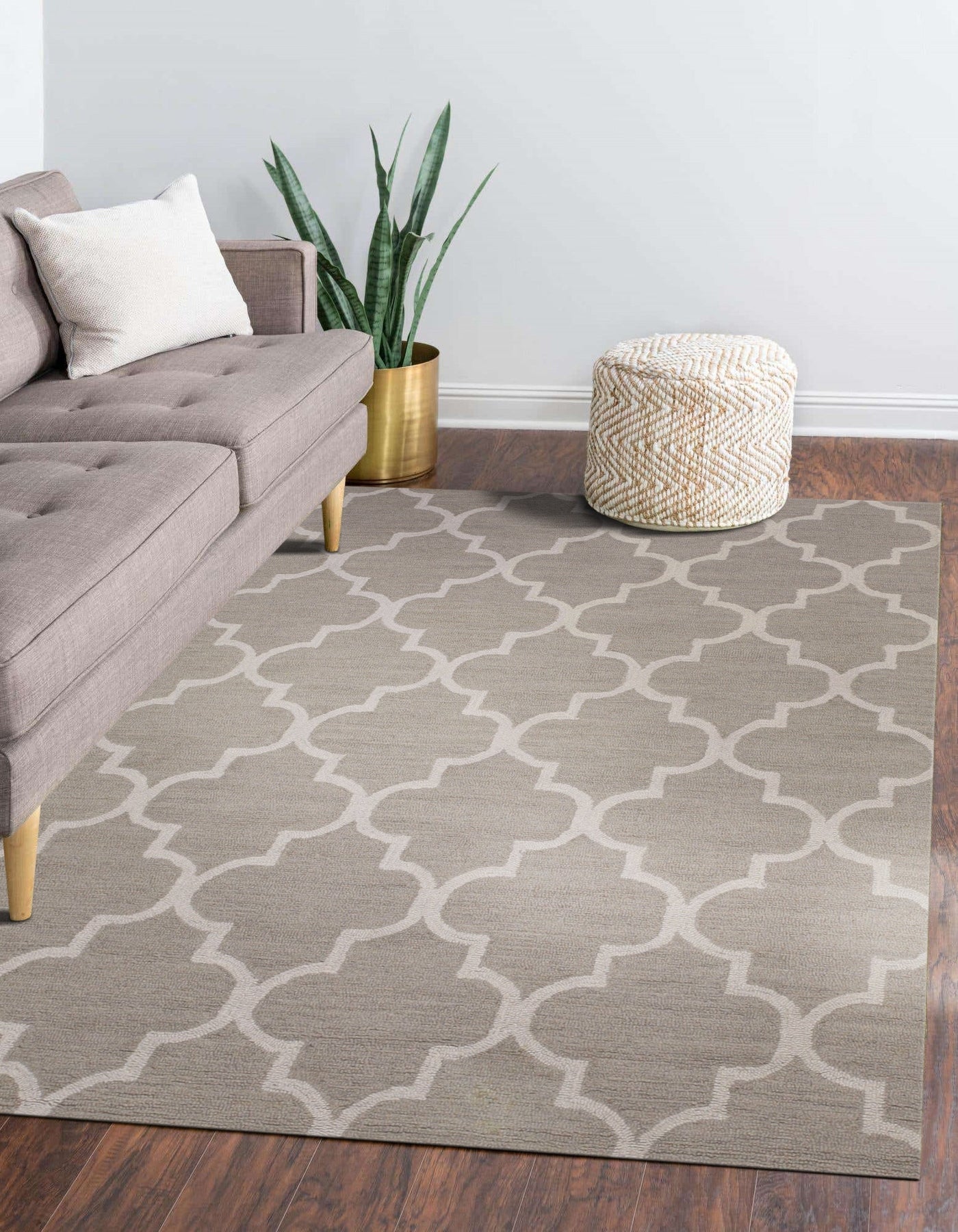 Light Gray Moroccan Trellis Harmony Hand-Tufted Wool Rug