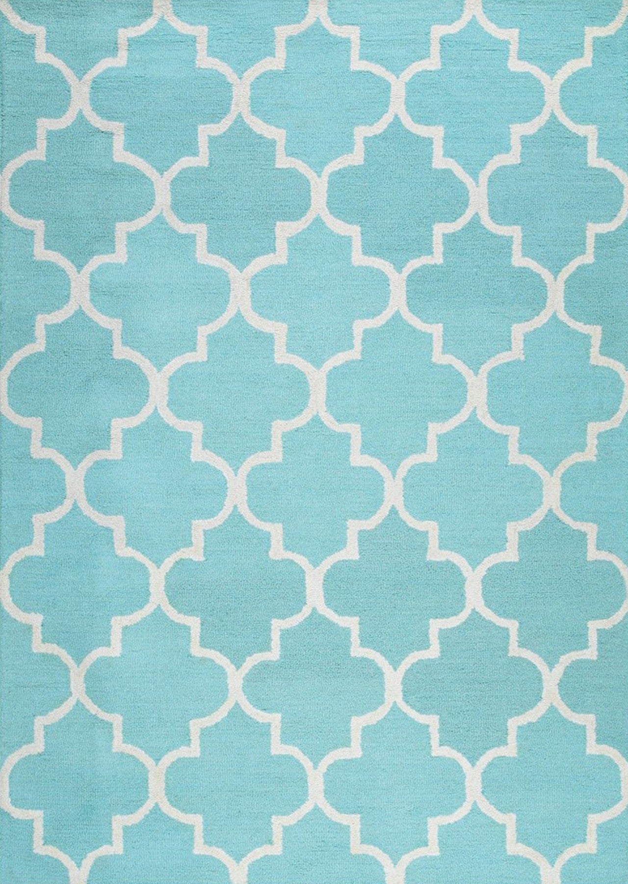 Light Turquoise Moroccan Trellis Harmony Hand-Tufted Wool Rug