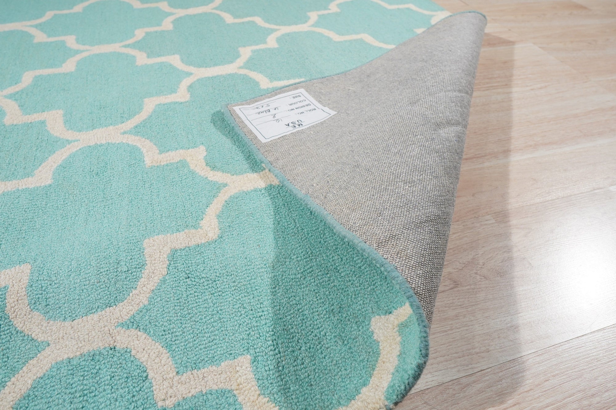 Light Turquoise Moroccan Trellis Harmony Hand-Tufted Wool Rug