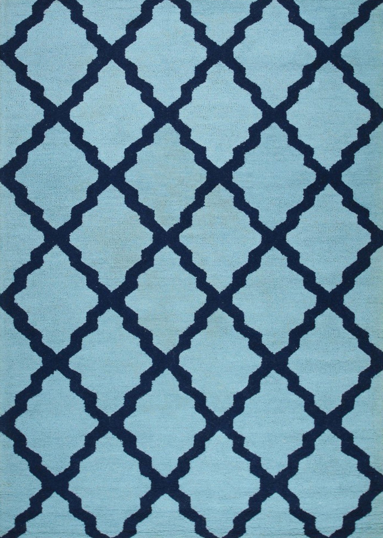 Sea Blue Moroccan Trellis Harmony Hand-Tufted Wool Rug