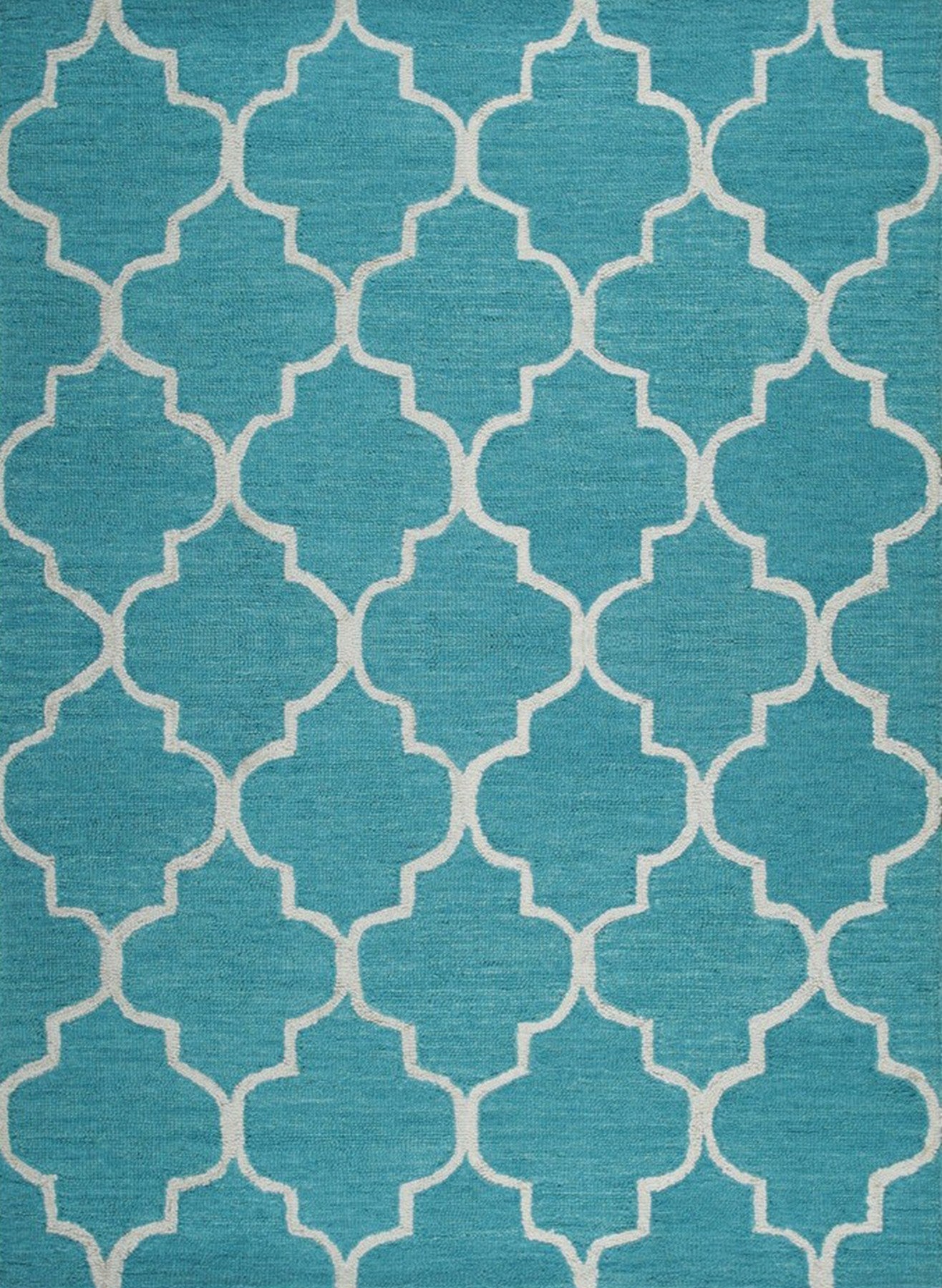 Turquoise Moroccan Trellis Harmony Hand-Tufted Wool Rug