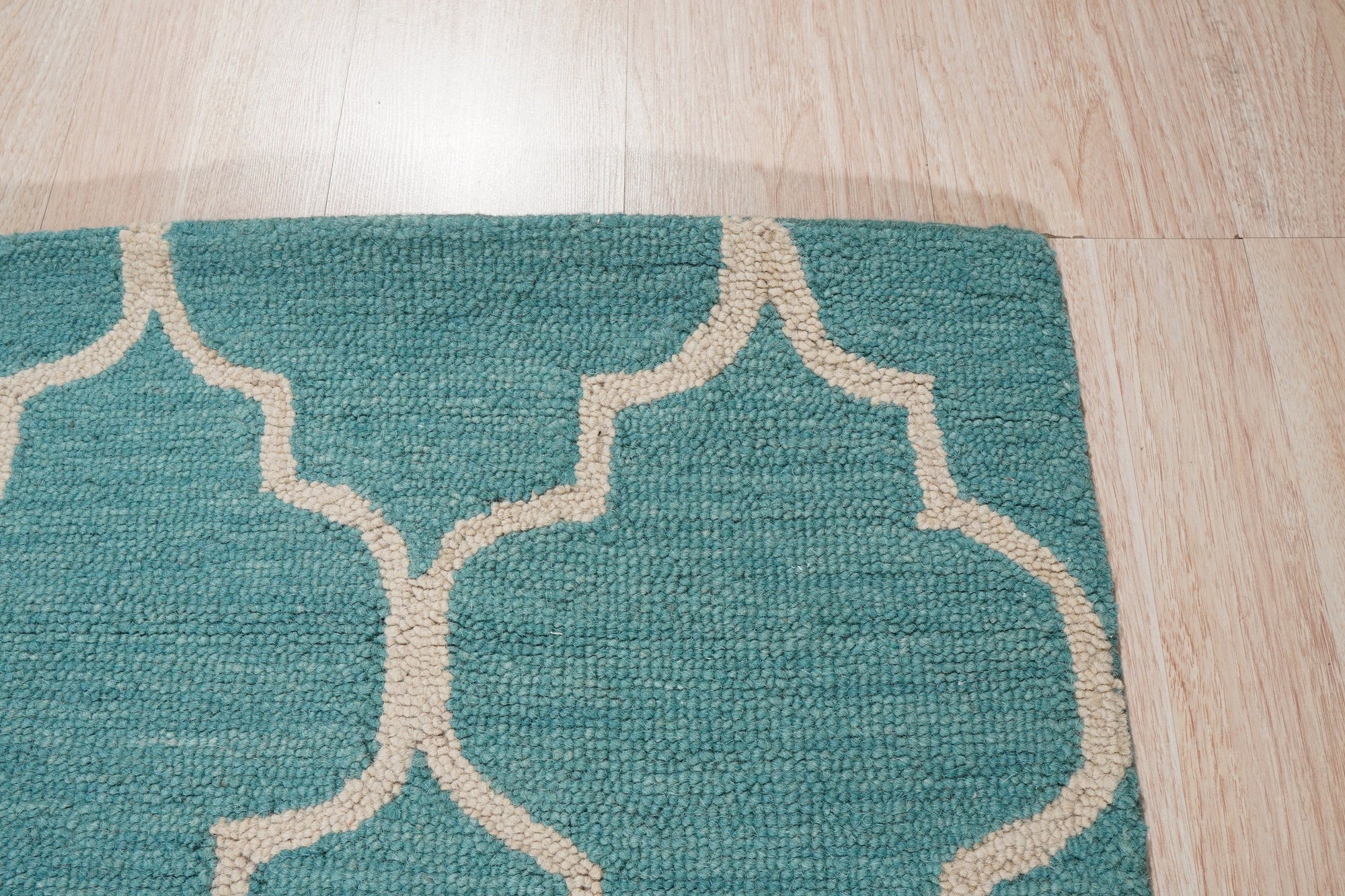 Turquoise Moroccan Trellis Harmony Hand-Tufted Wool Rug