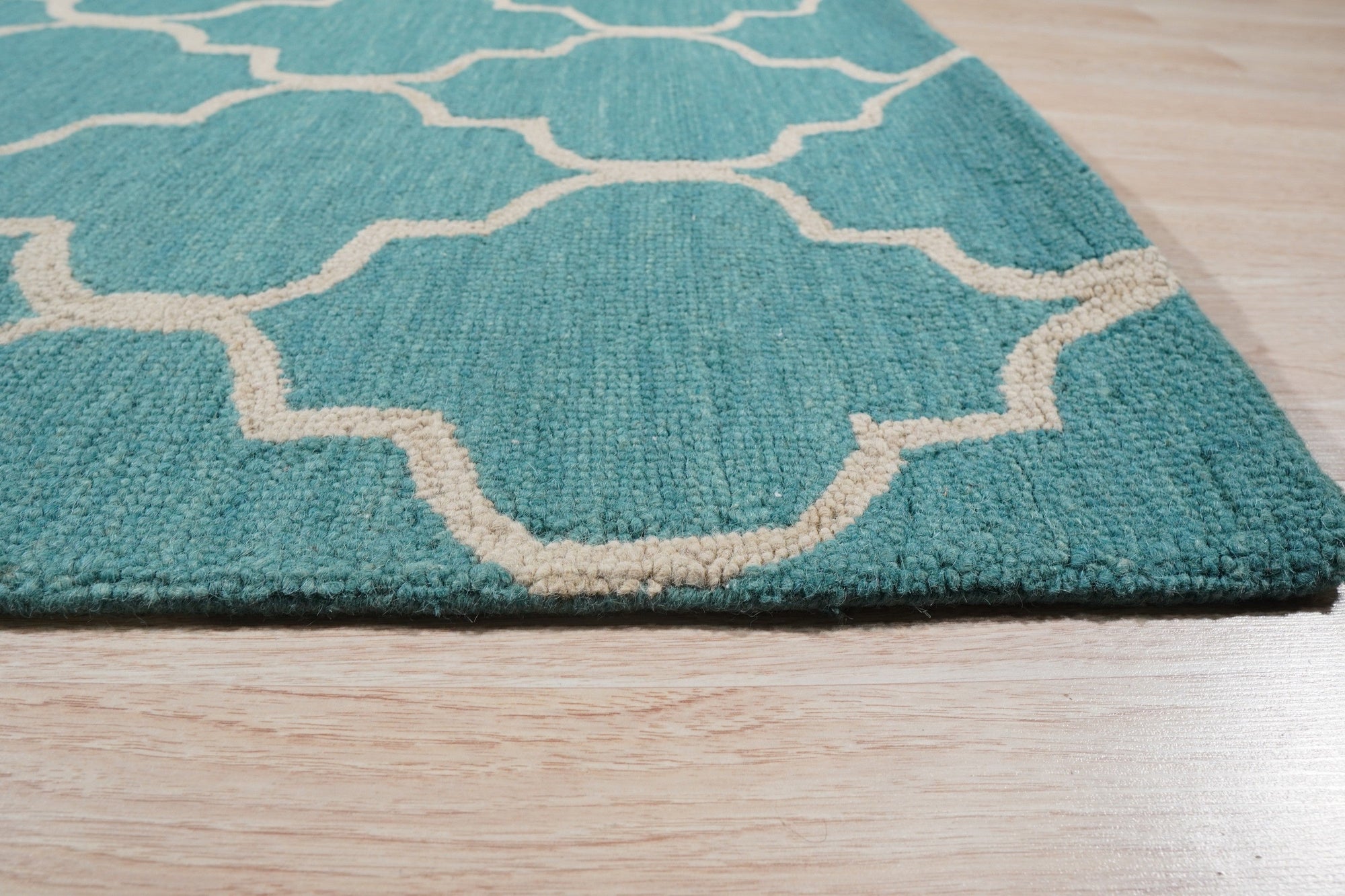 Turquoise Moroccan Trellis Harmony Hand-Tufted Wool Rug