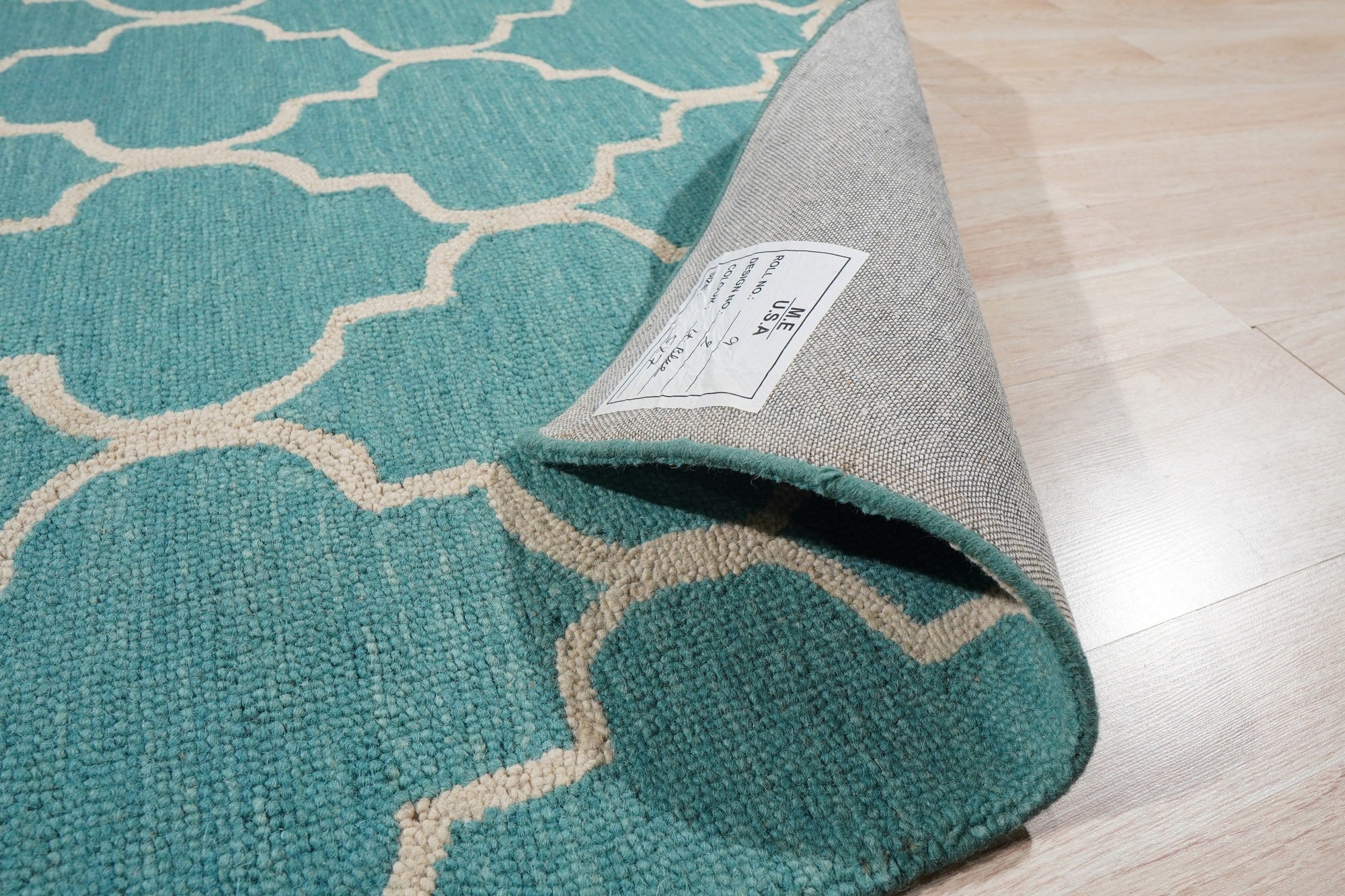 Turquoise Moroccan Trellis Harmony Hand-Tufted Wool Rug