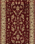 Isolated view of Rustic Agra Red Hand Knotted Wool Rug, showcasing its intricate geometric pattern and rich, earthy red tones.