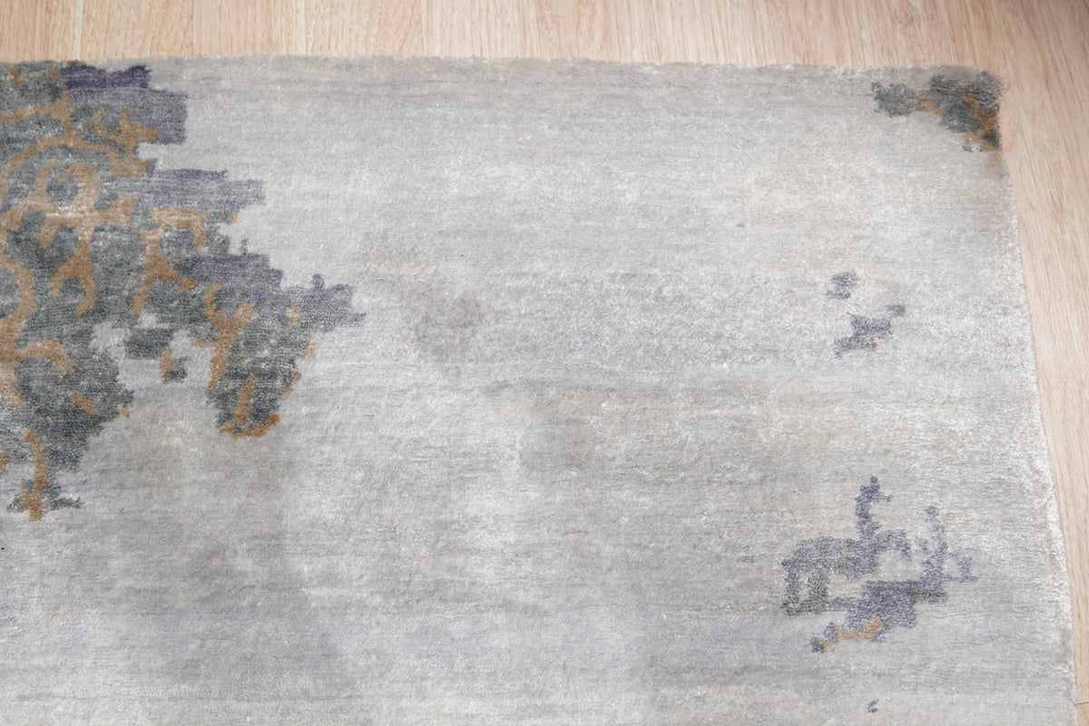 Hand-Knotted Wool &amp; Bamboo Silk Ivory Classic Oriental Modern Classic Rug