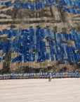 Hand-Knotted Wool & Bamboo Silk Blue Modern Floral Modern Classic Rug