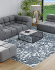 Durable and Stylish Hand-Knotted Wool & Bamboo Silk Gray Modern Floral Modern Classic Rectangular Area Rugs