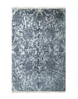 Hand-Knotted Wool & Bamboo Silk Gray Modern Floral Modern Classic Rug