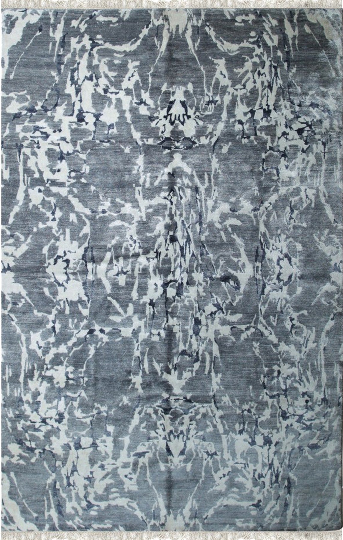 Durable and Stylish Hand-Knotted Wool &amp; Bamboo Silk Gray Modern Floral Modern Classic Rectangular Area Rugs