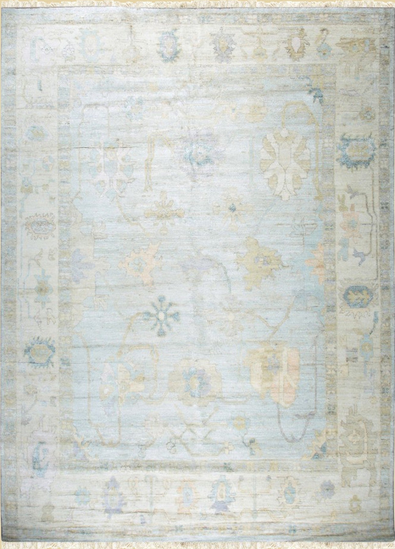 Oushak Blossom Handmade Natural Silk Rug