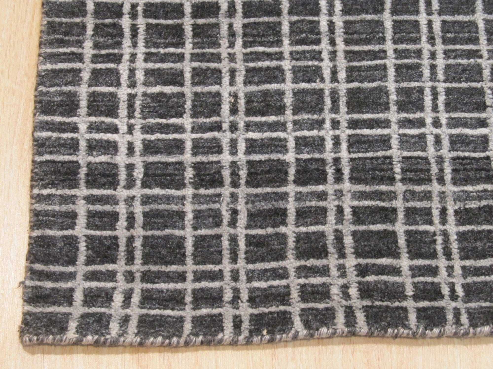 Slate Grid Hand-Tufted Bamboo Silk Rug