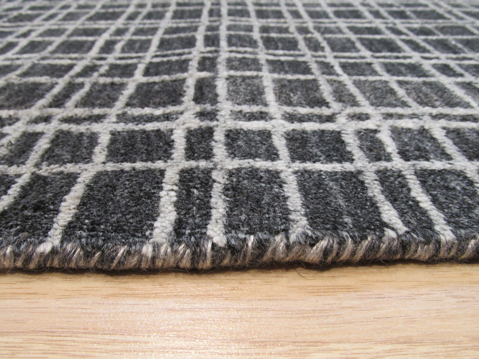 Slate Grid Hand-Tufted Bamboo Silk Rug