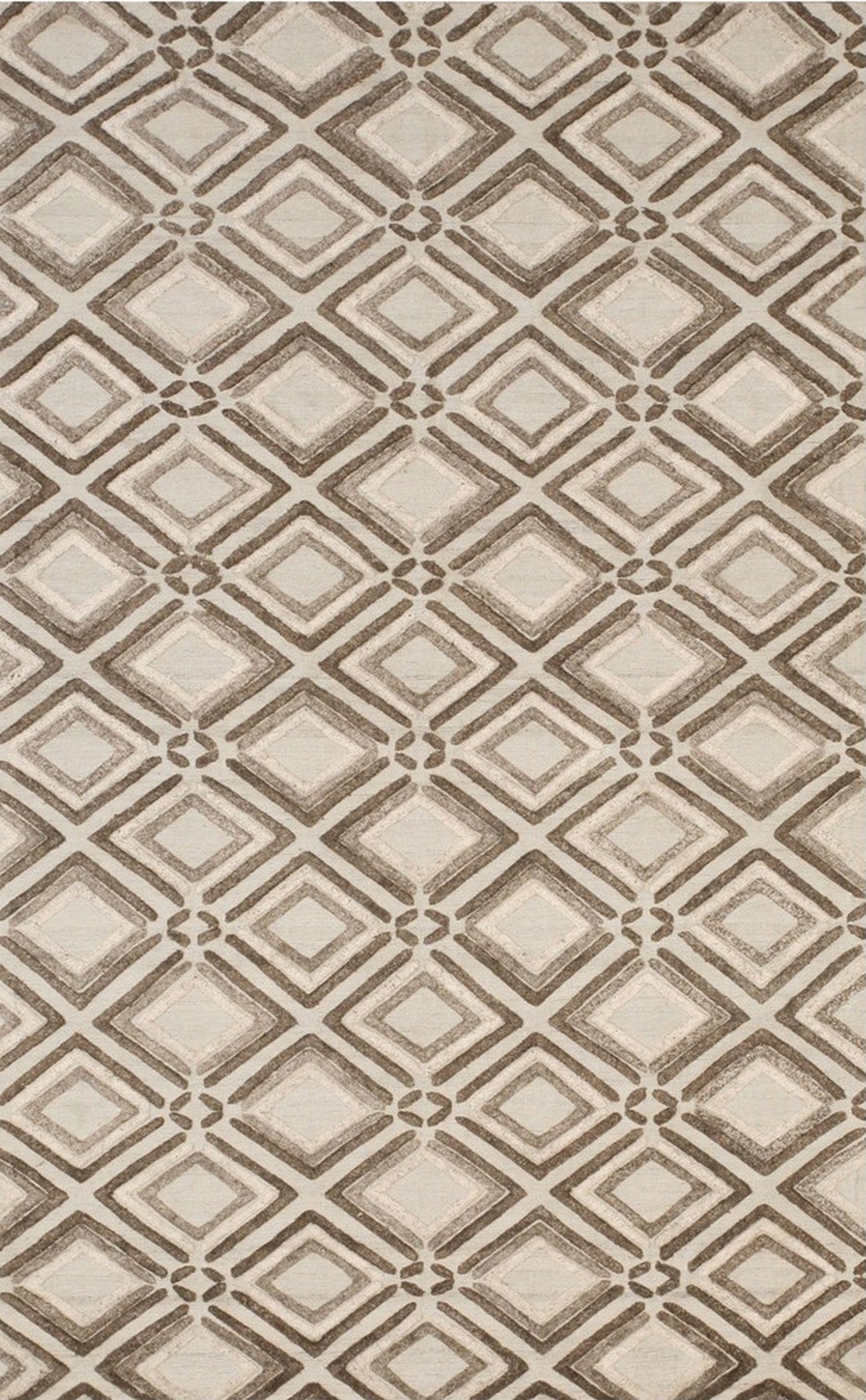 Beige Geometric Raga Rug