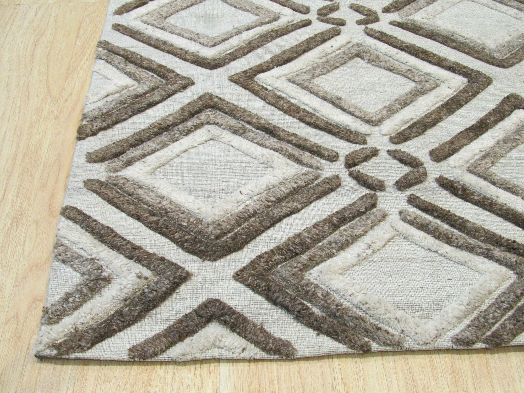 Beige Geometric Raga Rug