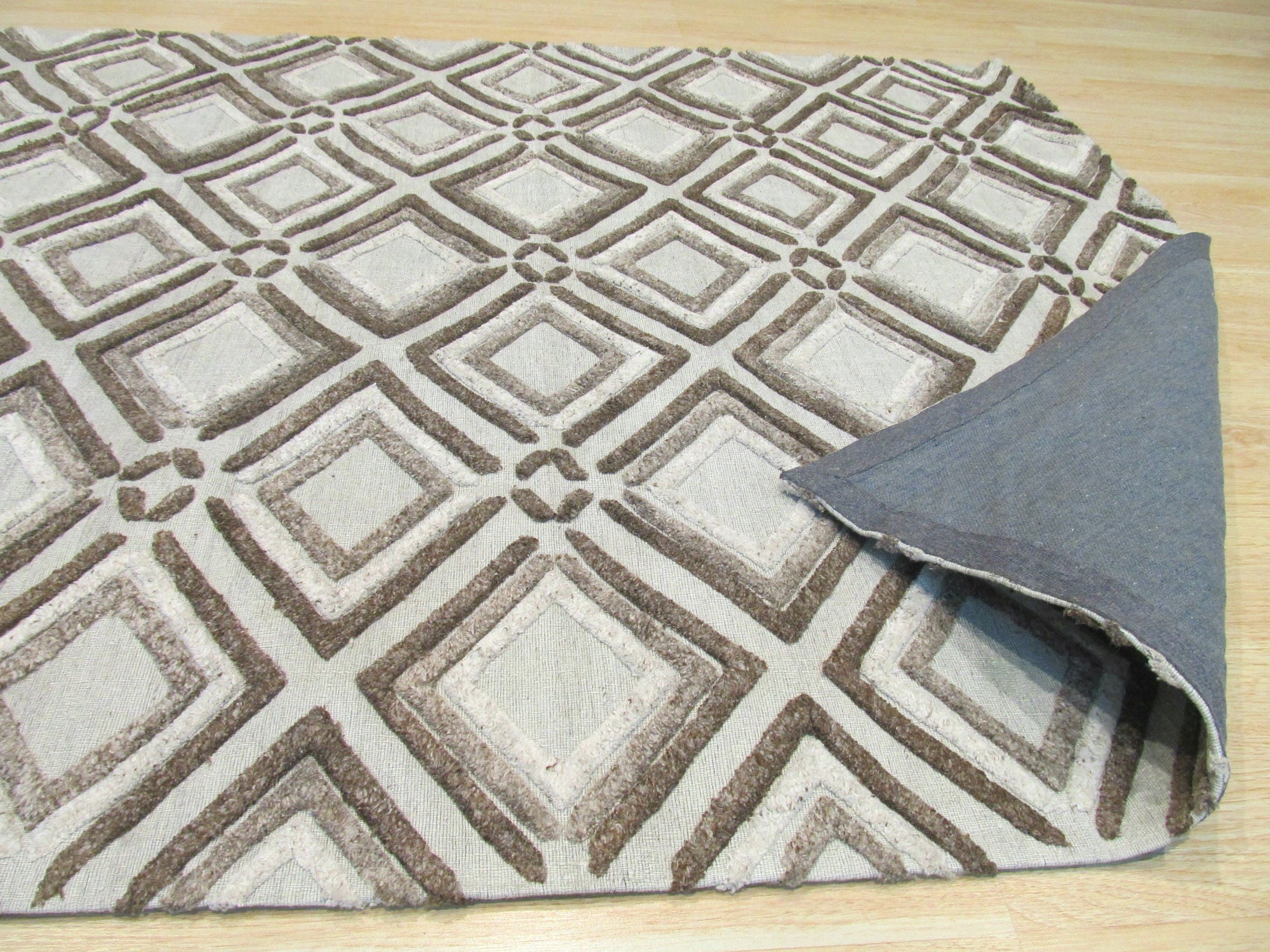 Beige Geometric Raga Rug