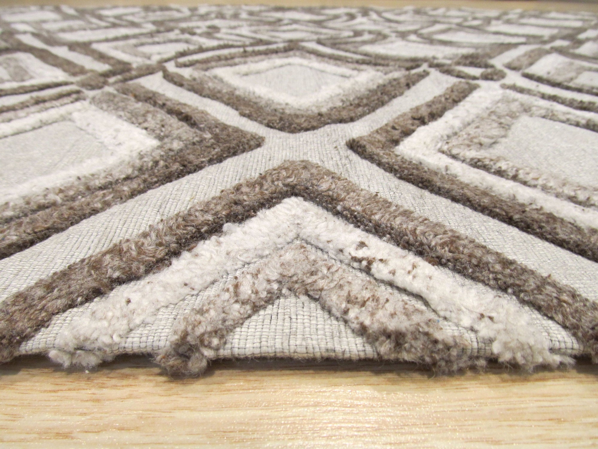 Beige Geometric Raga Rug