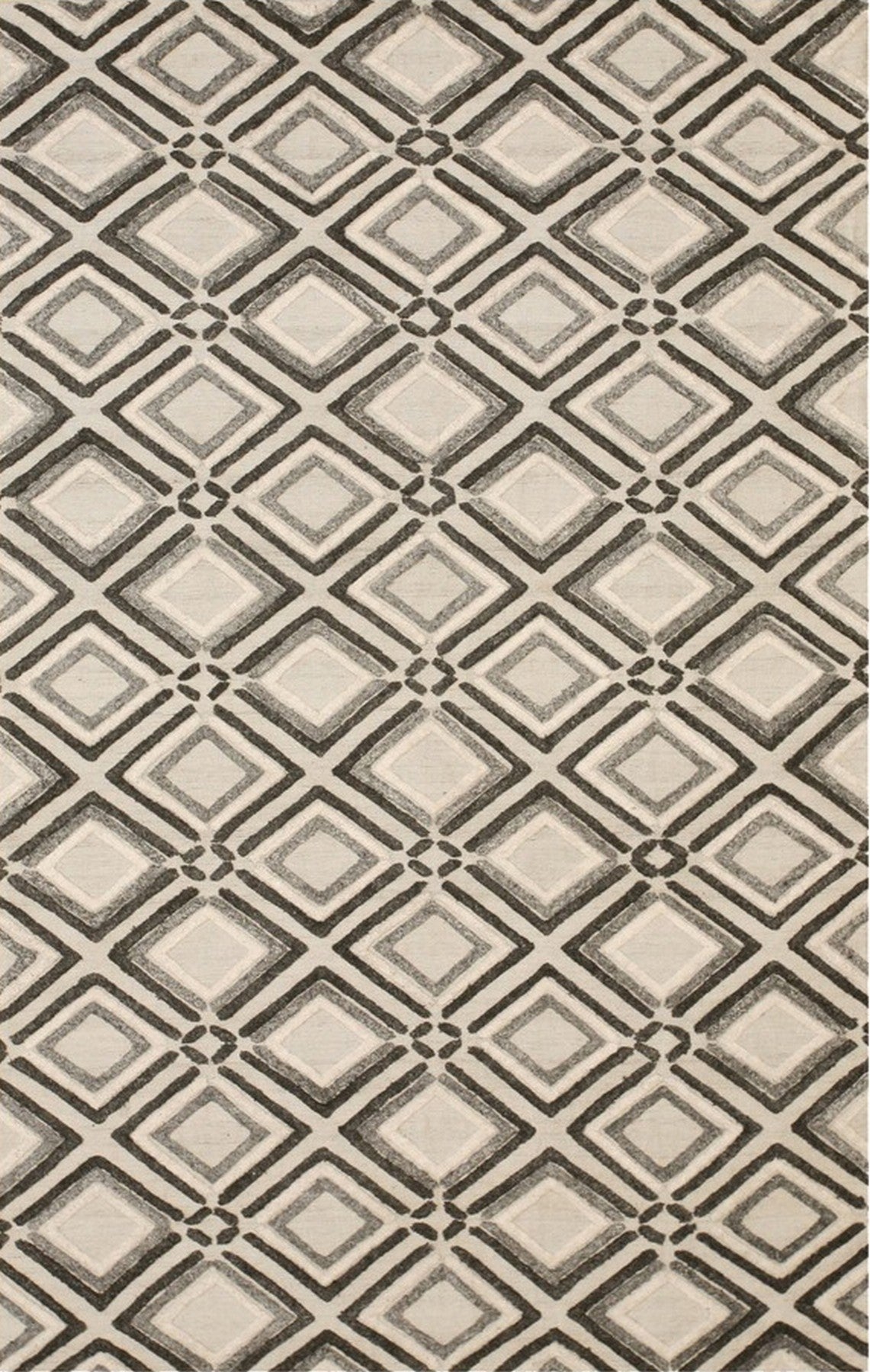 Geometric Slate Hand-Tufted Wool Rug