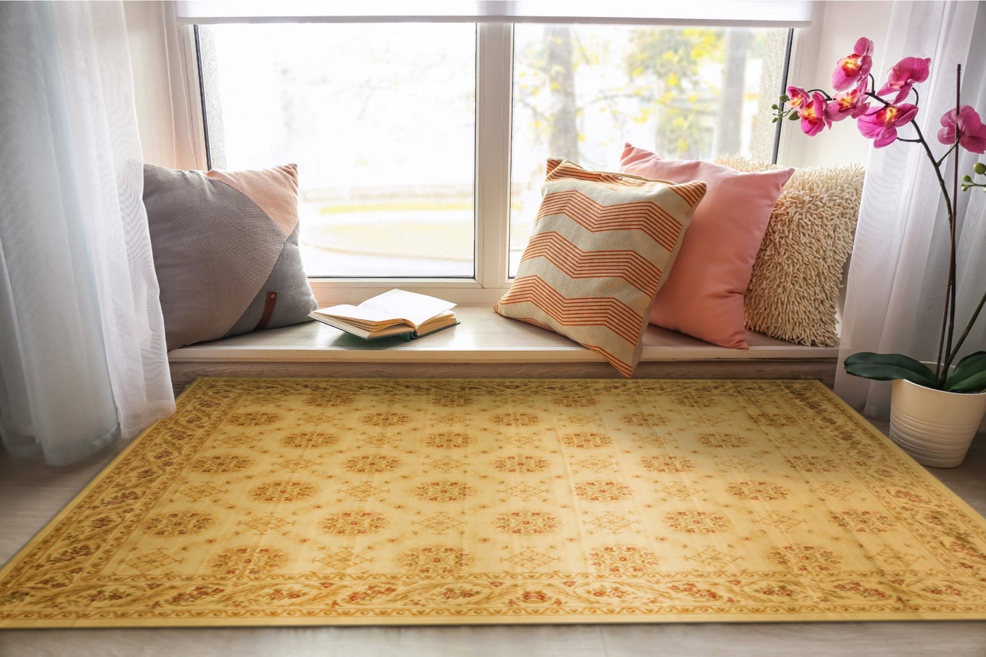 Canterbury Beige Floral Elegance Rug