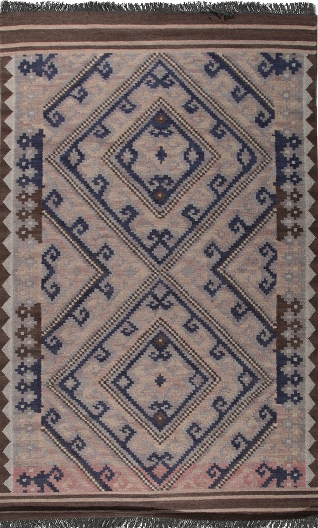 Isolated view of Penelope Jade Brown Flatweave Wool Rug, showcasing its design.