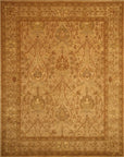 Hand-Tufted Wool Beige Traditional Oriental Morris Rug, Made in India styled in a classic living room - area rug lifestyle photo