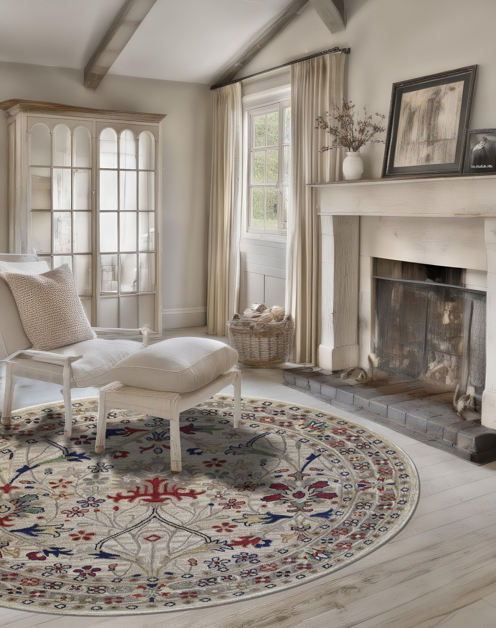 Graceful Exquisite Ivory Hand Tufted Wool Rug