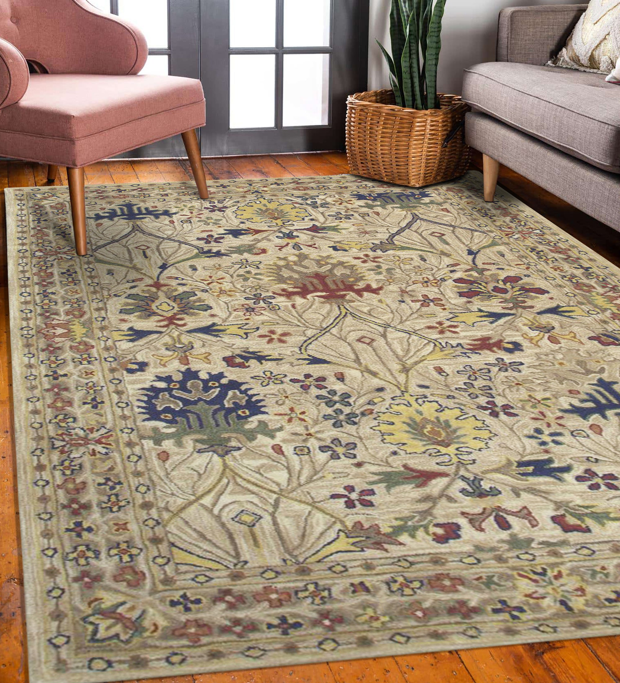 Graceful Exquisite Ivory Hand Tufted Wool Rug